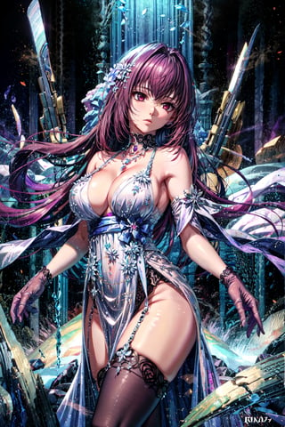 masterpiece, best quality, high resolution, LancerCos, RoyalIcingDress, gloves, 1girl, solo