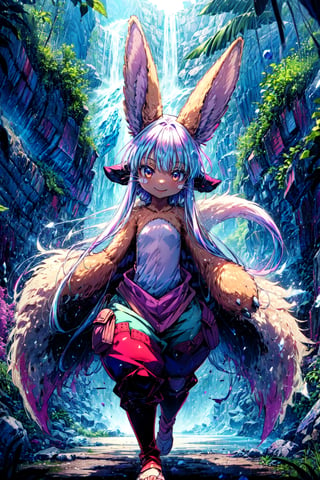 1girl, solo, furry, nanachi \(made in abyss\), nanachipants, standing, looking at viewer, smile