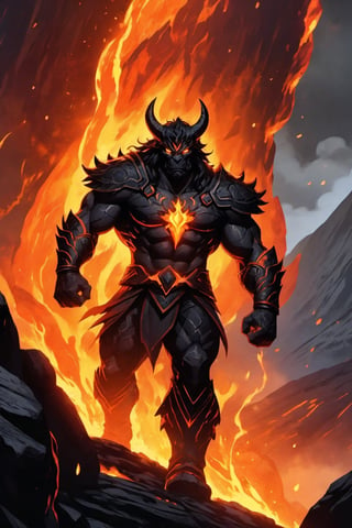 (masterpiece, best quality), (8K, UHD), 

"Create an image of a powerful hero made of volcanic rock, standing tall amidst a molten landscape. His body is formed from rugged, dark volcanic stone, with glowing veins of molten lava coursing through his frame, illuminating his immense strength. His eyes blaze with fiery intensity, and his hands are surrounded by a radiant aura of heat and magma. The hero's presence exudes raw power and resilience, with cracks in his rocky exterior revealing the molten core within. He stands ready for battle, with molten lava dripping from his fists and a background of erupting volcanoes and rivers of lava highlighting his formidable nature."

vibrant colors, dark lighting, glowing, ,Comics style pony