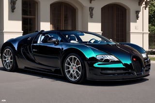 A realistic,  masterpiece photo of a sparkling black Bugatti Veyron, authentic paint, authentic steel-looking frame, authentic windows, authentic tires, authentic wheels, HD,3D rendering, type rendering, Canon EOS R3 camera, raw image,  realistic image, 32k   resolution, XXMix_realisticSDXL, bul4





