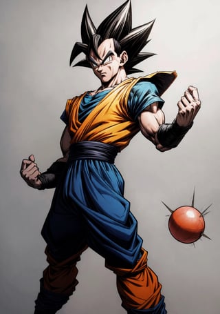 Dragon Ball Goku consists of - Art - O - Dragon, hand drawn, pencil ink, Vegeta, with Vegeta hair, Prince Vegeta, Dragon Ball Art Style, Wild Spike Black Saiyan Hair, Akira Toriyama style, Dragon Ball concept art, inspired by Seki Toriyama, Dragon Ball style, HD artwork, character Dragon Ball, Dragon Ball Z style --auto --s2