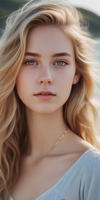 photorealistic,portrait of  Dutch teen girl, 16-years-old,  innocent face, (ultra realistic,best quality),photorealistic,Extremely Realistic, in depth, cinematic light, 1girl,(medium-long blonde  hair:1.4),outdoors,(front:1.3),(standing:1.3),seaside,cloudy sky,High-low skirt,(cowboy_shot:1.2),navel wavy hair, perfect lighting, vibrant colors, intricate details, high detailed skin, pale skin, intricate background, realism,realistic,raw,analog,portrait,photorealistic, taken by Canon EOS,SIGMA Art Lens 35mm F1.4,ISO 200 Shutter Speed 2000,Vivid picture,(((Accurate eyes))),Photorealistic:1.4,Dutch teen