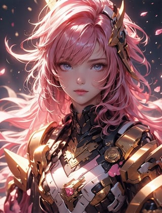 Golden, sword, pink hair, girl