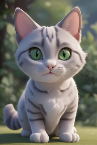 cat, happy, big ears, loving eyes, green eyes,3d style