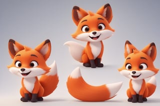 happy, singing, fox tails, fox ears, tears,3d style,3d