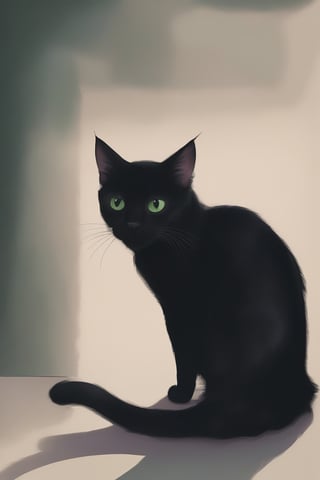 cat, happy, big ears, black cat, loving eyes, green eyes