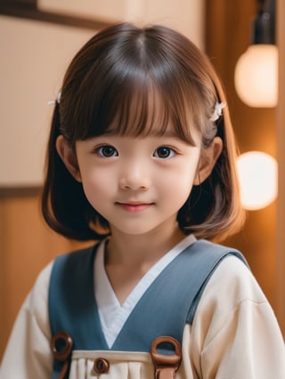 photo r3al, sfw, masterpiece, best quality, extremely detailed, 8k, realistic, japanese little girl, detailed eyes, realistic eyes, cute, (((closed mouth, closeup))), kawaii room, professional photography, natural face, warm lighting, upper body, smirking, standing, bright lighting, kawaii clothes, dimples