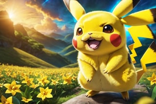 realistic pikachu, high detail, atmospheric perspective