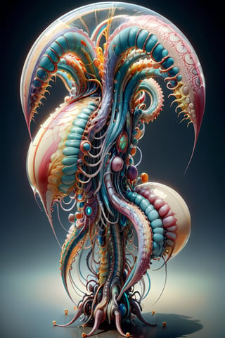 Crazy biological structures, random structures, psychedelic creatures, coloring that incites anxiety and fear, biopunk amorphous creatures,Clear Glass Skin,tranzp,biopunk style