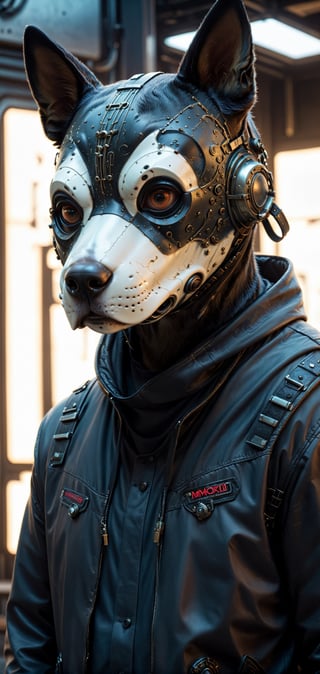 extremely detailed, hyper realistic, Cinmatic,
(Wearing ultra detailed dog MASK:1.5),standing under mooligh, More Detail, ultrarealism, cinematic, ultra high definition, hyper realistic,Cyberpunk,demonictech,more detail XL,Obsidian Enigma Art Style,Cybermask,Extremely Realistic