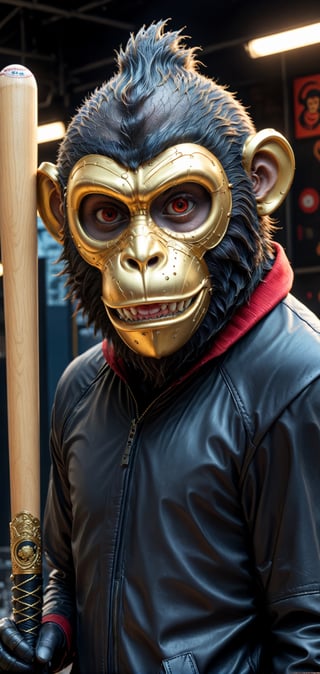 extremely detailed, hyper realistic, Cinmatic,
(Wearing ultra detailed MONKEY MASK:1.5),standing under mooligh, More Detail, ultrarealism, cinematic, ultra high definition,holding baseball bat,
hyper realistic,Cyberpunk,demonictech,mor detail XL,Cybermask,Extremely Realistic