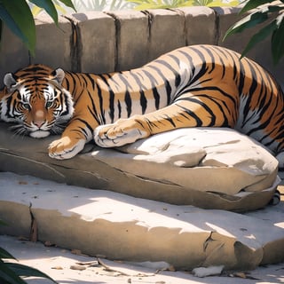 solo,round animal,fat tiger,cute,cat,lying down