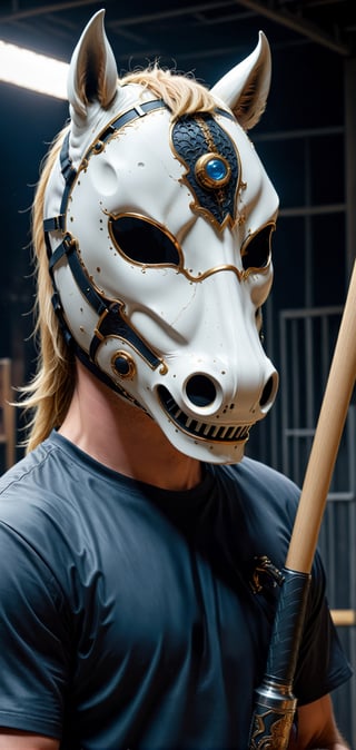 extremely detailed, hyper realistic, Cinmatic,
(Wearing ultra detailed horse MASK:1.5),standing under mooligh, More Detail, ultrarealism, cinematic, ultra high definition,holding baseball bat,
hyper realistic,Cyberpunk,demonictech,mor detail XL,Cybermask,Extremely Realistic