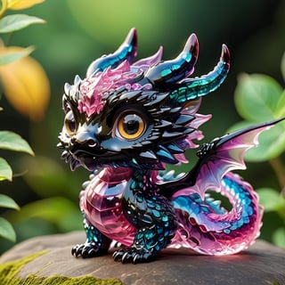 Extreme Detailed,kawaii animal,
colorful translucent crystal Body momonga,crystal cute momonga, Shiny black large eyes,
Emphasize the intricate,dragon