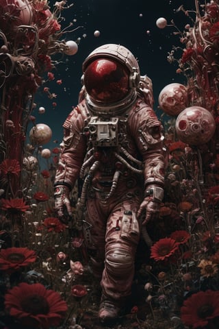 beautiful bizarre,The Art of Kris Kuksi,Intricate Design,Aphrodite,Dead astronauts,(blood bubble),blood,
,action figure,LimbusCompany_Dante,astronaut_flowers,flower Field,dreamgirl,BloodPunkAI