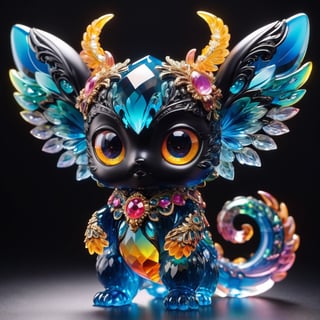 Extreme Detailed,
colorful translucent crystal Body momonga,crystal cute momon
ga, Shiny black large eyes,
Emphasize the intricate,