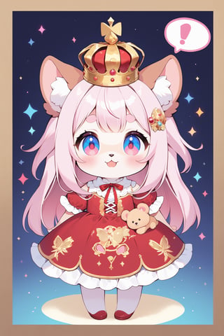 Prompt: Magical POP illustration,cute little Teddy bear,pink loli  dress,Beautiful embroidered dress,furry girl,Deformed,crown_nikke