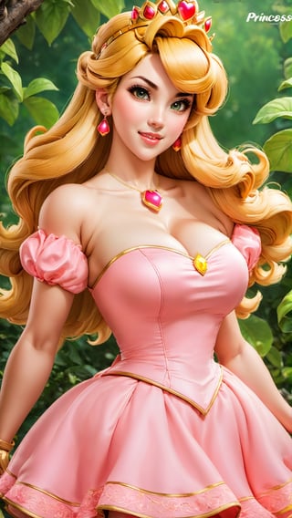 Hasilkan photo real version dari karakter ((Princess Peach)) yg berasal dari Video Games, Princess Peach tampil dengan busana sexy dan menggoda, expression cute dan centil bak cabe cabean (hahaha), tampak utuh full body, berbadan kekar muscular dan vein berotot, photo ini harus terlihat seperti di photo studio dan diambil oleh the best cameraman terbaik seantero jagat untuk menghasilkan komposisi gambar yang memuaskan setiap mata yang melihatnya. 
"hahahaha... I love Indonesia" :p