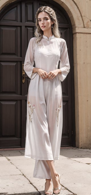 Alessandra Ambrosio in a Svitore and in Trousers with white hair,aodai