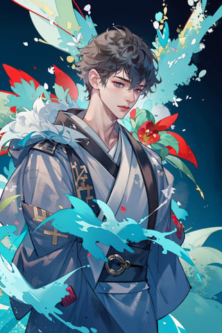 8k, (absurdres, highres, ultra detailed), 1boy, kimono