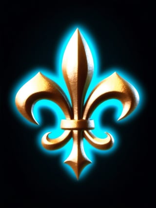 masterpiece, best quality, ultra quality, create fantasy Fleur-de-lis, minimalistic, simple, majestic, dark background, levitating, glowing, blueish