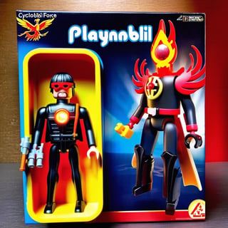 Cyclobil: Combining Phoenix-Force Cyclops with Playmobil, this action-figure beams ruby lasers:0.5 encased in fire-proof playmobil box:0.6 which cannot contain Phoenix fire:0.3, awe_toys,awe_toys