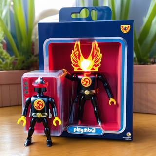 Cyclobil: Combining Phoenix-Force Cyclops with Playmobil, this action-figure beams ruby lasers:0.5 encased in fire-proof playmobil box:0.6 which cannot contain Phoenix fire:0.3, awe_toys,