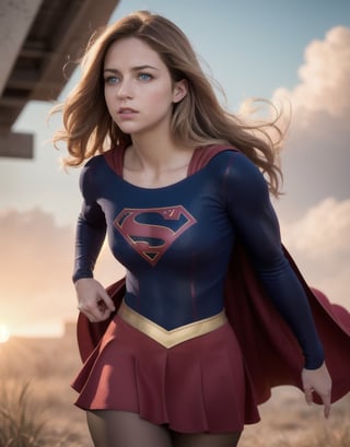 8k, best quality, real picture, intricate details, ultra-detailed, ultra highres, depth field,(photorealistic,realistic:1.2),masterpiece,photo of  european girl, supergirl, blue eyes, blonde hair, long hair, cape, skirt, pantyhose, superhero, solo, sun, blue sky,
best quality, realistic, photorealistic, (intricate details:1.2), (delicate detailed), (cinematic light), clear line, sharp focus, realistic face, detailed face,
unity 8k wallpaper, ultra high res, (photorealistic:1.4), looking at viewer 
