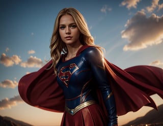 supergirl, hair blonde, skirt red, cape red, (Realistic),masterpiece,best quality,cinematic lighting,natural shadow,looking at viewer,Raw photo,8k,uhd,dslr,soft,lighting,high quality,film
grain,hyperrealismus,hyperrealistic,Atmospheric,Realistic Skin Texture,realistic hair details,ultra quality,best quality,Hyper Realism,
