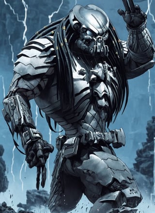 predator, cinematic, sci-fi but wild, titanium