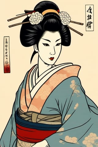 ukiyo-e, geisha girl 