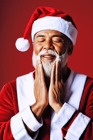 Highly detailed, High Quality, Masterpiece, beautiful, FeelsGood, closed eyes, solo, Handsome-santa,  ,FeelsGood,realistic