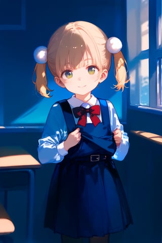 score_9,score_8_up,score_7_up,score_6_up,source_anime,1girl,solo,((undressing,exposure)),shigureui-requiem,shigure ui \(vtuber\),green eyes,blonde hair,short hair,twintails,pom pom hair ornament,
red bowtie,pinafore dress,long sleeves,dress shirt,white socks,uwabaki,looking at viewer,smile,classroom,window