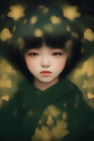 paintings by jen ayad, in the style of uemura shoen, digital painting, dark green and amber, , painterly style, kōji morimoto, golden light,eyes shoot,<lora:659095807385103906:1.0>