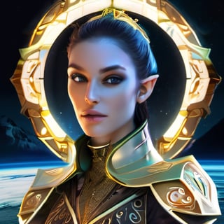 1girl, elf, sci-fi, ranger, gorgeous, ornate, beautiful, looking at viewer, perfect lighting