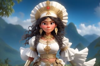 Female character with a nurse theme, Her attire and accessories should be infused with Colombian mythology or regional Colombian clothing, mirroring the deep roots and narratives of the country, Construct various poses that display her nursing abilities, paired with a demeanor of unwavering assurance, showing faith in her healing prowess even against the most dire of ailments, Her facial expressions should emanate an iron-willed determination, a profound desire to ensure wellness, and eyes that shimmer with a magical healing glow, indicative of her unparalleled commitment to care, Set against a canvas of breathtaking landscapes from Colombian regions, celebrating the country's scenic splendor and legacy, Her hands, the very conduits of her magical healing, should be intricately detailed, resonating with a potent energy, portraying them as the epicenter of her restorative powers. The final depiction should highlight a nurse whose healing magic, combined with her Colombian-inspired garb, ensures that not even the gods can snatch away a life under her care."