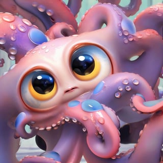 Matrix background, cute baby octopus with ten tentacles, pixar, disney, eye contact, masterpiece,  extremely best quality,  official art,  cg 8k wallpaper,  (Fantasy Style:1.1),  (artistic atmosphere:1.2), pixiv 10000 users,  highly detailed,  pixiv, incredibly detailed, (best quality)