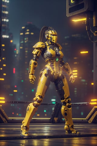 lora:Cyrax_v1:0.7, Masterpiece, best quality, (highly detailed raw photo:1.2), 8k render in octane, volumetric lighting, volumetric shadows , portrait of a yellow robot, (armor reflexions:1.2), attack posture, long hair, random posture
((cyberpunk city with people in the background))
,a yellow robot