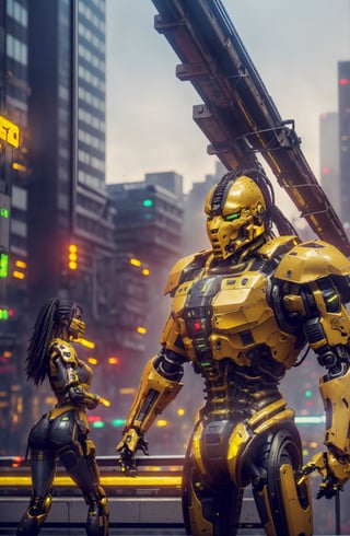 lora:Cyrax_v1:0.7,
Masterpiece, best quality, (highly detailed raw photo:1.2), 8k render in octane, volumetric lighting, volumetric shadows  
portrait of a yellow robot, (armor reflexions:1.2), attack posture, long hair, random posture
((cyberpunk city with people in the background))
