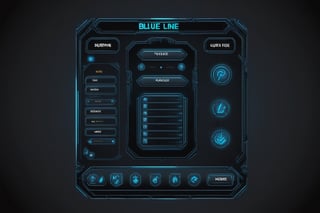 blowing blue line ui frame,black background,survival-game,ruins,button slots