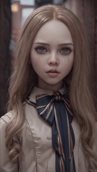 lora:M3GEN:0.65,
(looking at viewer),(cowboy shot dynamic pose:1.22),
M3GEN/(Robot Girl/), 1girl, solo, long hair, blonde hair, realistic, blurry, grey eyes, bow, photo inset, upper body, bowtie, parted lips, ribbon, lips,
detailed shiny skin,perfect and very white teeth,
finely detailed beautiful eyes,Ultra-fine facial detail,eyelashes,Glossy pink lips,
(detailed The dark and terrifying alleys background:1.4),outdoors,(day:1.33),
depth of field,intricate,elegant,highly detailed,digital photography,masterpiece,hdr,,
,M3GEN/(Robot Girl/)