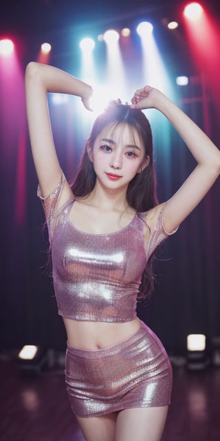  best quality, raw photo, 1 beautiful girl, hk_girl, disco, dance, dancing