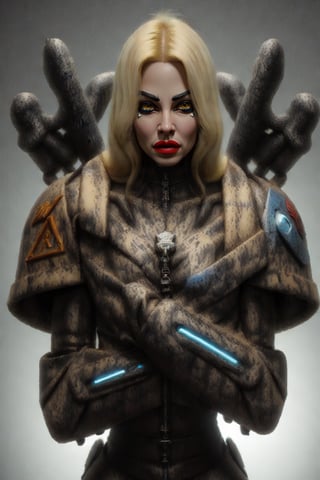 blonde woman spacemarine ultra brutal special forces with bulk armor skull insignia neuromancer neuralsystem 2000 equipped photo shoot. Imitate the original artwork as much as possible. vibrant colors. dark futuristic feeling.