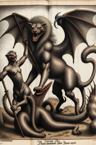 medieval aquatinta picture of manticore