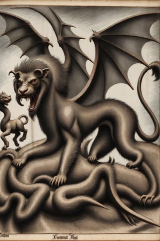 medieval aquatinta picture of manticore