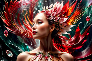  woman,red ruby full body,Phoenix,,isni,background crystals,rain
,NYFlowerGirl