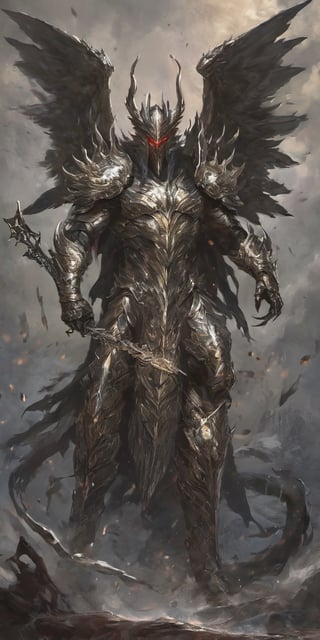 Create a realistic photo of Prince of hell leviathan. Leviathan spreads his wings, totaling eight wings in total, showing that Leviathan is above the Seraphim who have six wings, but still below the True Archangels who have twelve wings. Leviathan clads himself in armor made from the scales of a primordial monster, tougher than diamond and adamant. The armor covers his entire body, with the exception of his head. .Sharp focus, high detailed ,background of hell.,flmngprsn,DonML1quidG0ldXL ,monster,more detail XL