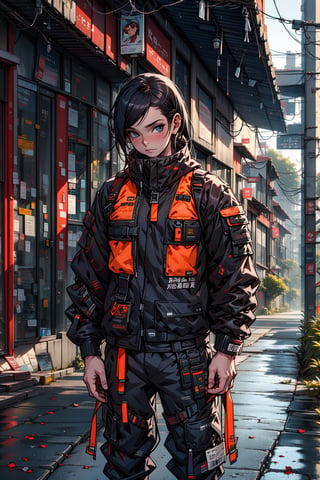 ((masterpiece, best quality)) ,sarada,urban techwear