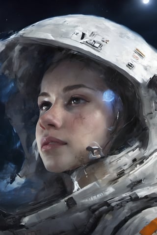 1 Women, spaceship, sci-fi, moon, movie scean, realistic,  high_resolution, high detail, thsnose