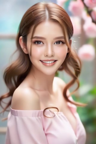 1girl, student, beautiful detailed eyes,beautiful detailed lips, happy face,long eyelashes,brown hair,light and delicate pink blush,sparkling eyes,happy smile, ((full-body visible)),  full-body_portrait, Marlene Favela